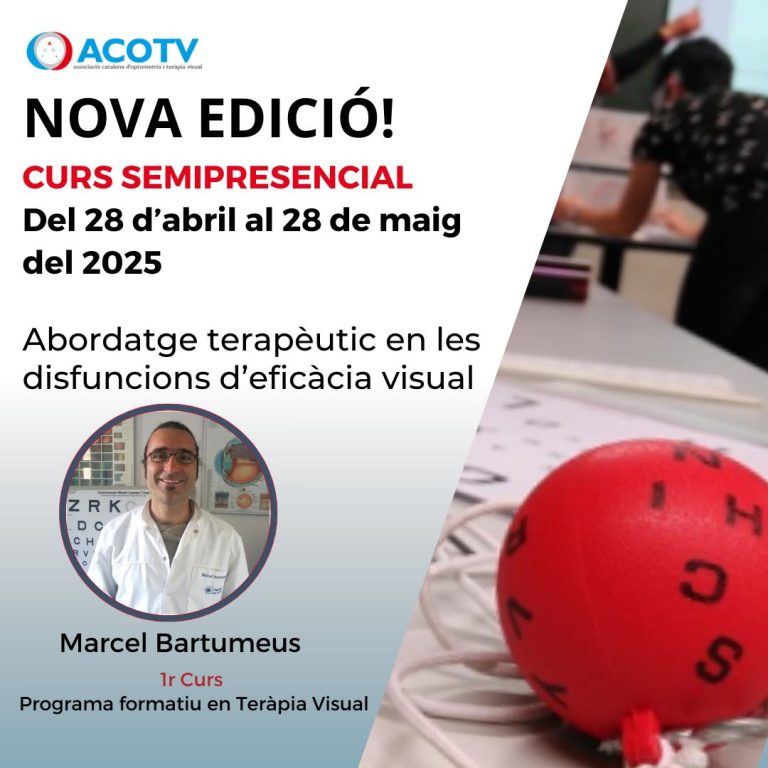 Més informació sobre l'article 2025_Teràpia Visual_Curs 1: Abordatge terapèutic en les disfuncions d’eficàcia visual